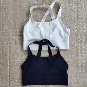 Athleta A-C. Warrior Longline Bra Powervita. Navy and White